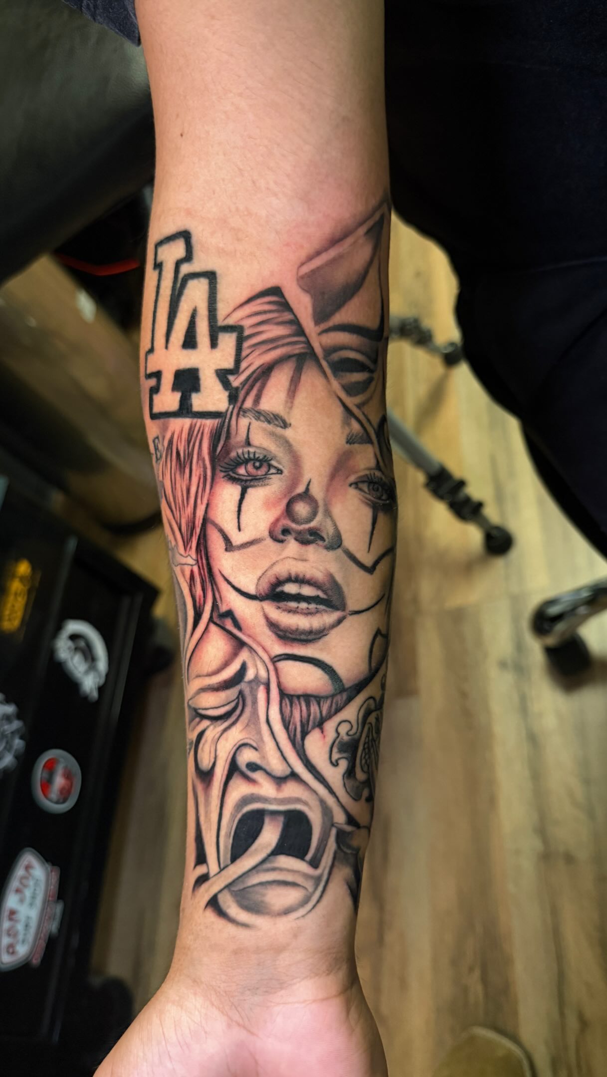 Chicano-inspired color tattoo from Flashover Ink